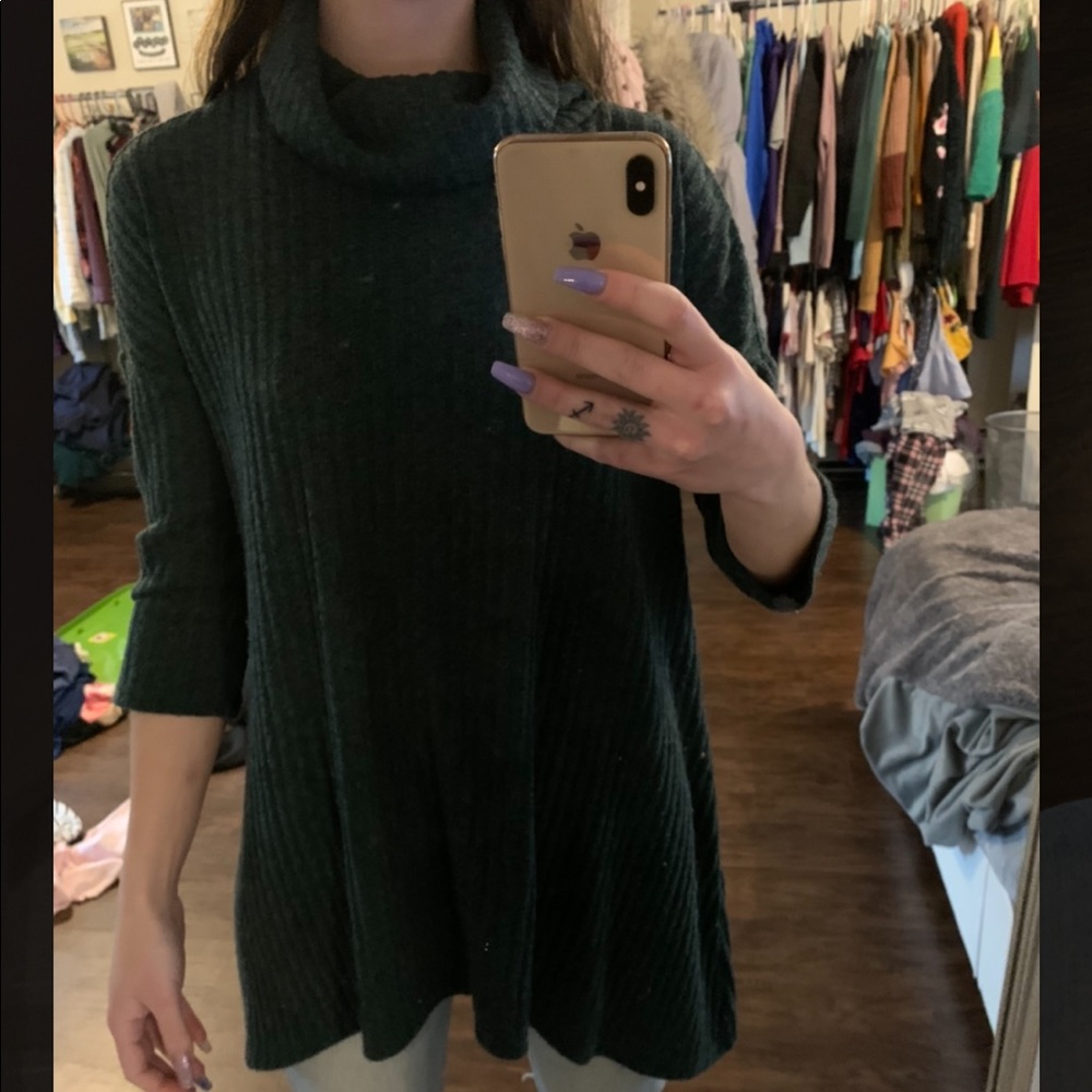 Olive green cowl neck sweater